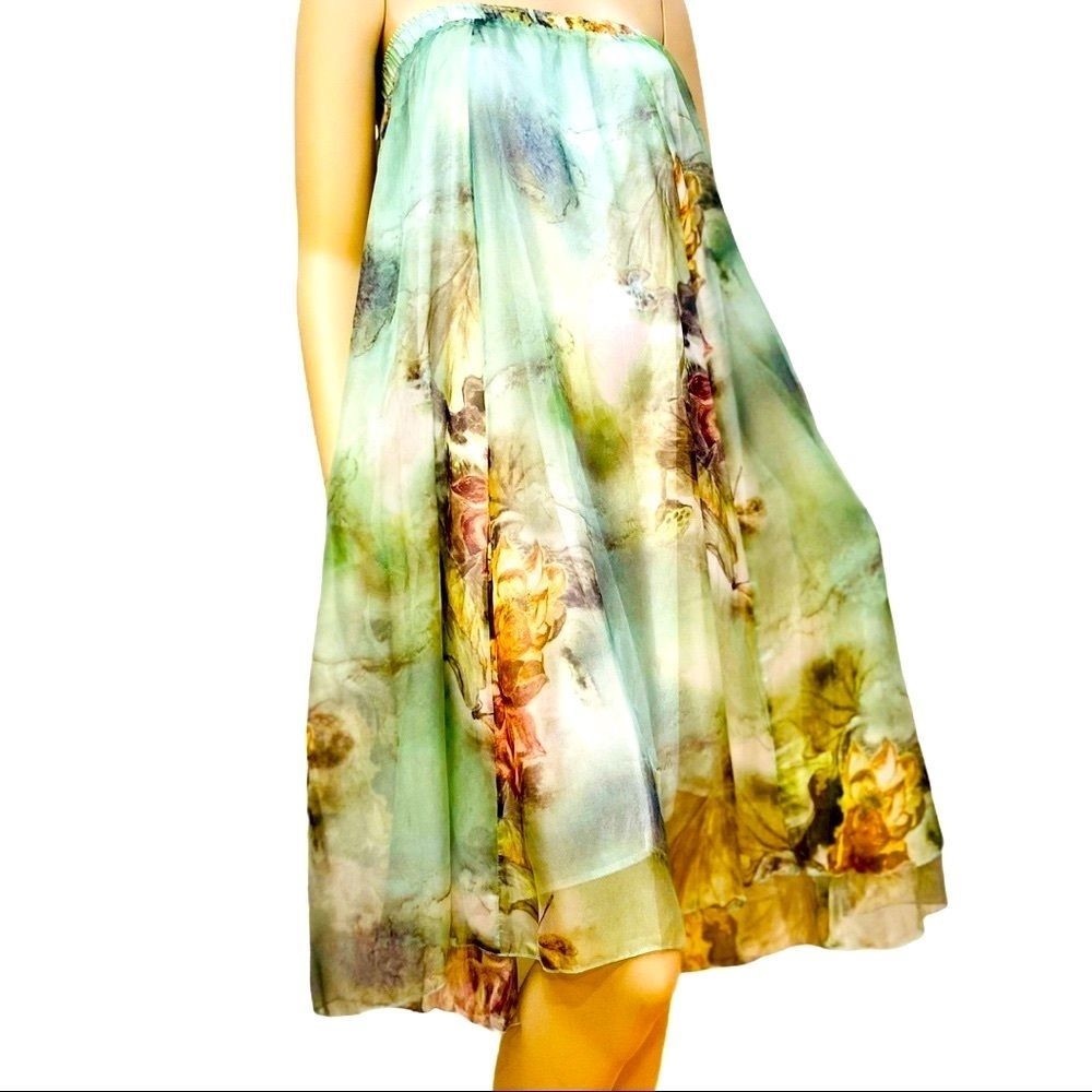 Soft Green Floral A line Maxi Shirt NEW - Picture 2 of 4